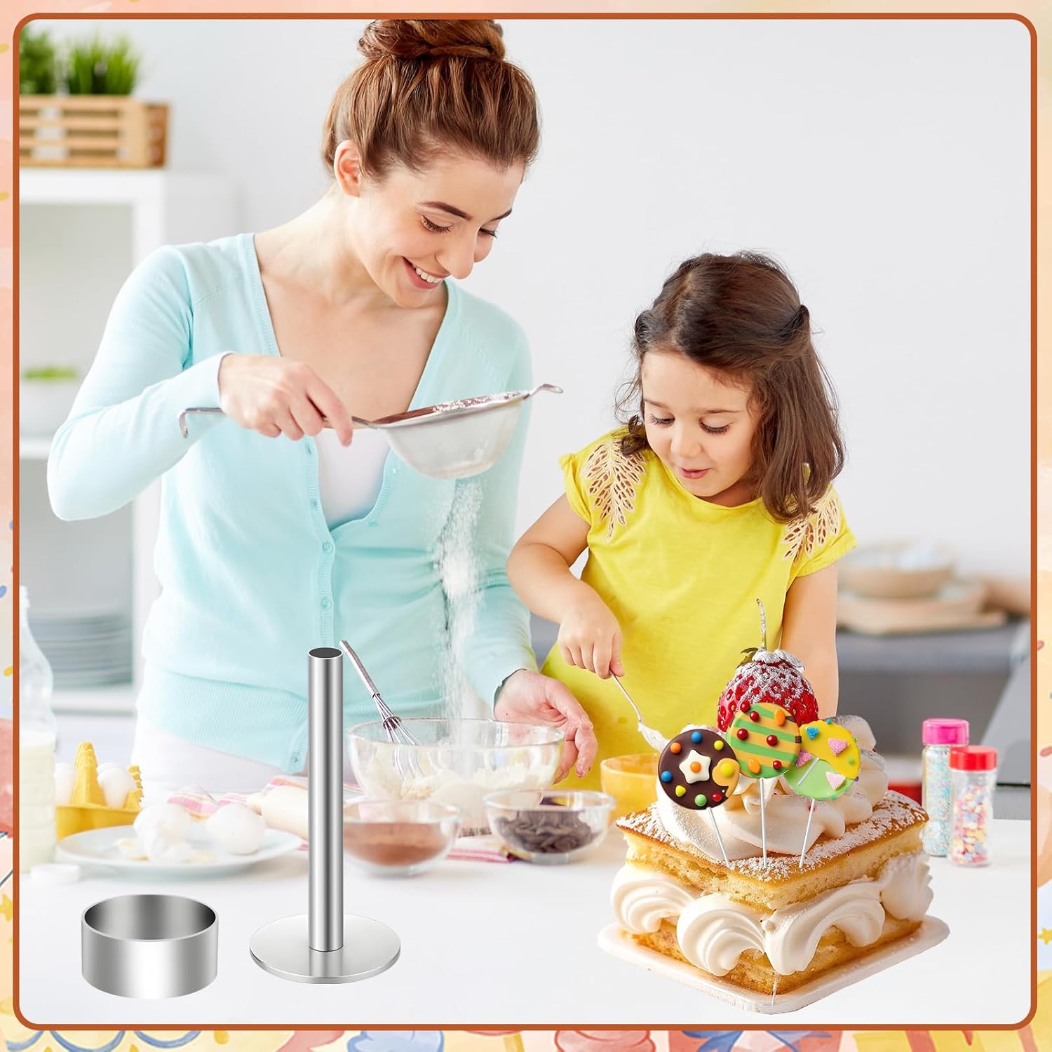 Cake Stick Mold Kit, Round Stick Cutter & Push Rod Cake Stick Maker, Mold Tool Supplies Kit Kitchen Baking Accessories Suitable for Bakery or Home Use to Make Lovely Desserts