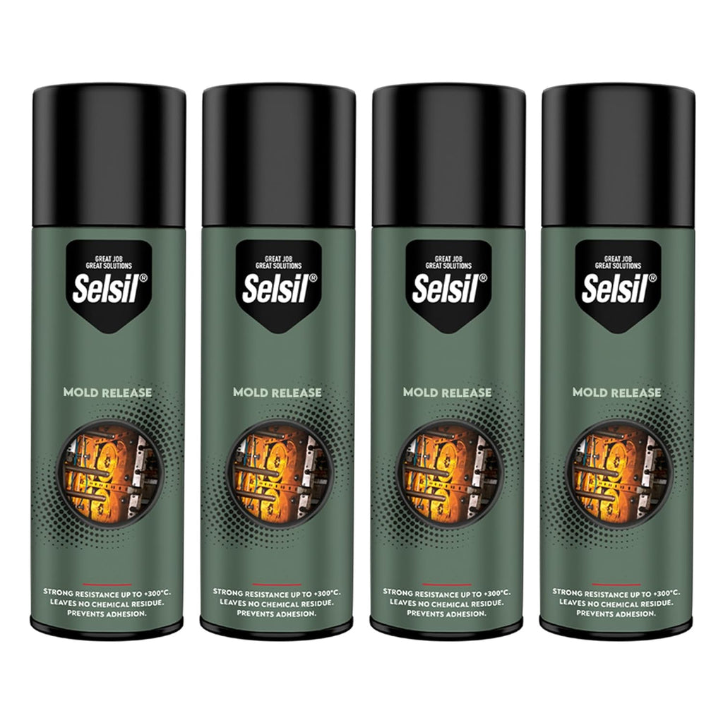 SELSIL Silicone Mold Release Aerosol Spray (4 x 13.5 fl oz) Professional Resin Mold Releaser, Non-Stick, Fast-Drying & Easy Mold Removal, (Pack of 4)