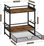 Coffee Bar Organizer, 3 Tier Coffee Station Organizer for Countertop, Mug Cup Holder Stand with 12 Hooks, with K Cup Storage Drawer, Tea Organizers Accessories for Home Office