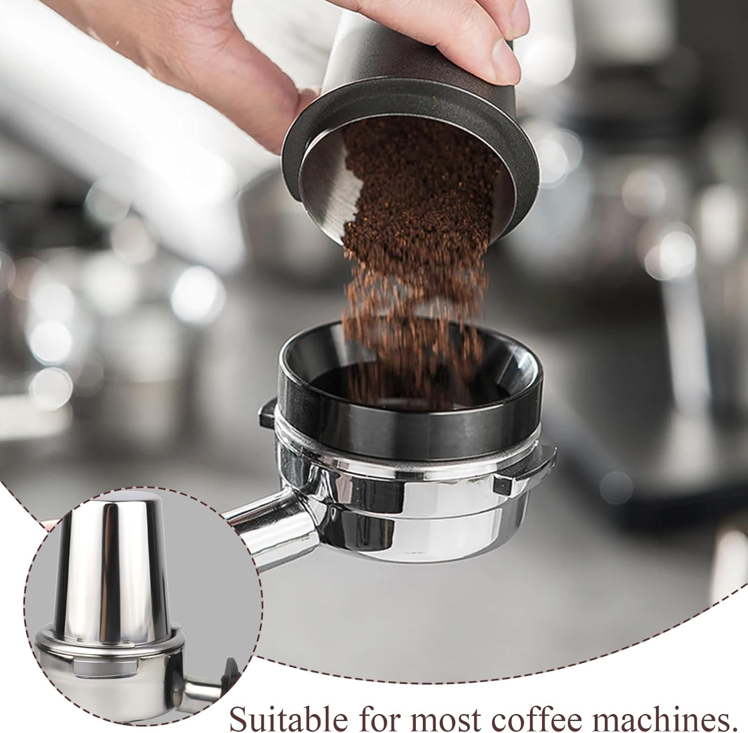 Coffee Dosing Cup, 53mm Coffee Powder Feeder Stainless Steel Espresso Dosing Cup Compatible with 54mm Portafilter