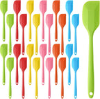 24 Pieces Small Silicone Spatulas, 8.3 inch Heat-Resistant Scrapers Rubber with Stainless Steel Core Baking Mixing Tool Seamless Spatula for Kitchen Cooking Cake Cream (6 Colors)