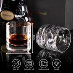 KAMMAK Crystal Whiskey Glasses Set of 2, 6.76oz Old Fashioned Glasses Stemless, Hand Blown White Cocktail Glasses, Engagement Gifts for Couples, Women, Men