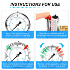 MEANLIN MEASURE 0~60Psi Liquid Filled Pressure Gauge 1/4" NPT 2.5" FACE DIAL Stainless Steel Glycerin Filled WOG Water Oil Air Back Mount (with 2PCS Snaps)