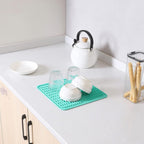 Silicone Dish Drying Mat for Multiple Usage,Easy clean,Eco-friendly,Heat-resistant Silicone Mat for Kitchen Counter or Sink,Refrigerator or Drawer liner Mint M 12 inches x 12 inches