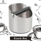 Italian Espresso Tapping Box, Stainless Steel Coffee Grinding Tapping Box, With Detachable Tapping Rod And Anti Slip Rubber Base (Silver-S)