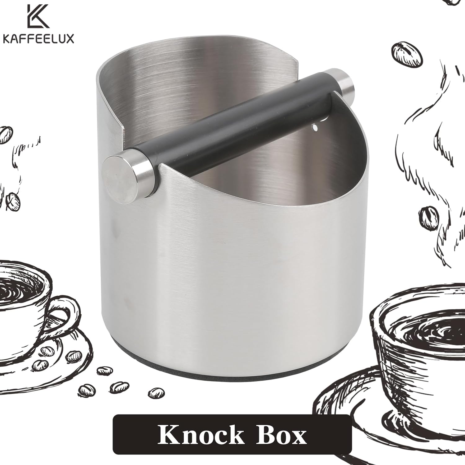 Italian Espresso Tapping Box, Stainless Steel Coffee Grinding Tapping Box, With Detachable Tapping Rod And Anti Slip Rubber Base (Silver-S)