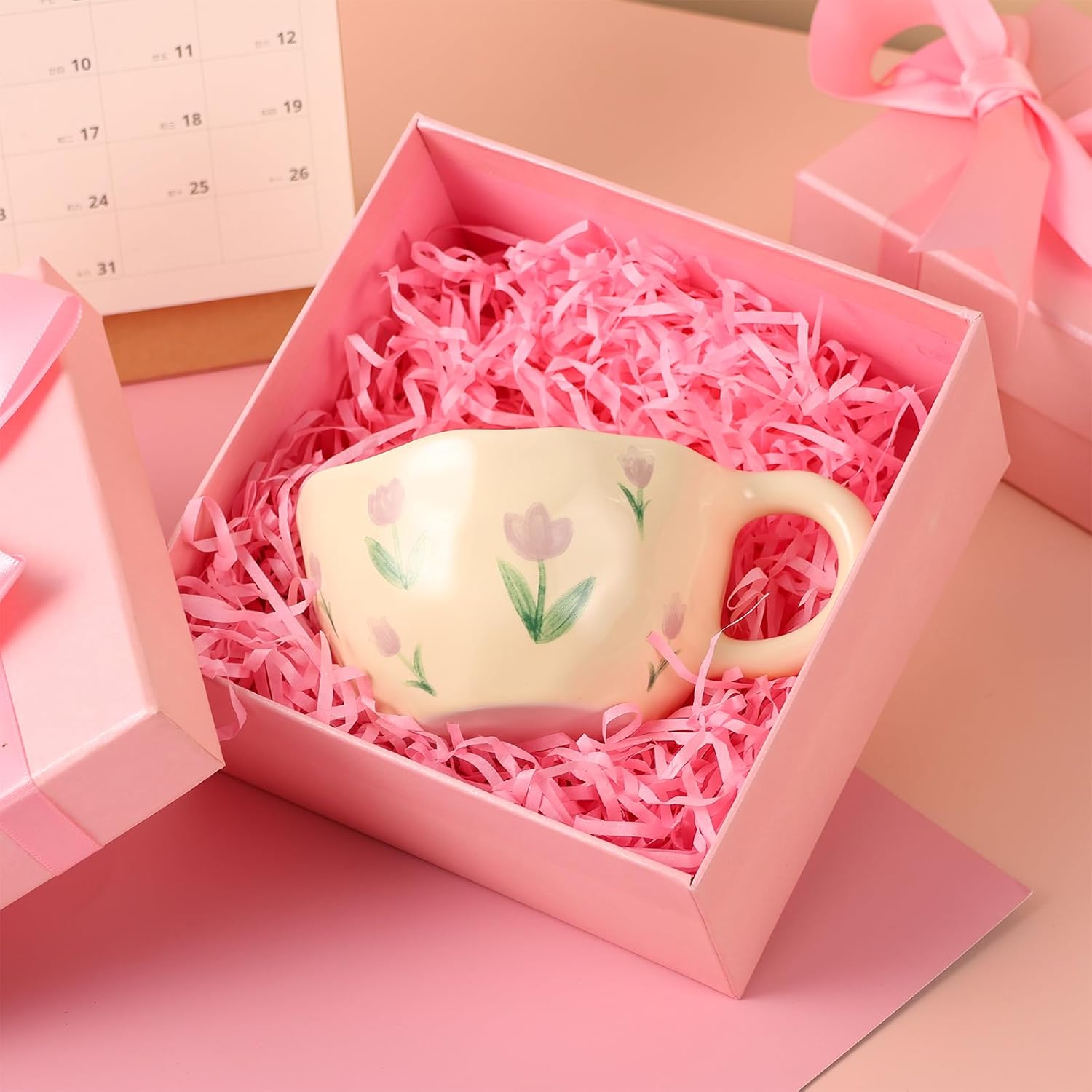 Ceramic Coffee Mug Vintage Flower Mugs 8 oz Cute Floral Coffee Mugs Irregular Latte Art Cup Lead-free Porcelain Cups for Cappuccino, Cocoa (Purple Tulips)