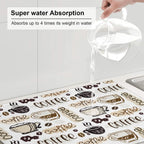 Coffee Dish Drying Mat 18 x 24 Inch, Coffee Drying Mat Absorbent Reversible Microfiber Coffee Kitchen Mat Dish Rack Pad Dish Drainer Mat Brown Coffee Mat for Kitchen Counter Coffee Bar