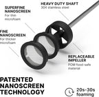 Subminimal NanoFoamer V2 Performance Milk Foamer | NEW Model Edition | Waterproof, Dual-Speed, Stainless Steel | Microfoamed Milk in 30 Seconds, Barista-Style Coffee Drinks Home