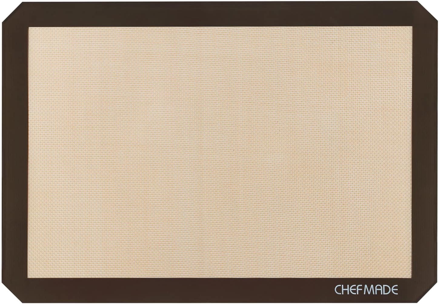 CHEFMADE 17-Inch Silicone Baking Mat with Measurements, Non-stick Heat Resistant Rolling Dough Mat, for Pastry,Pizza, Fondant and Pie Crust Making 11.7" x 16.7" (Brown)