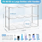 Larger Water Bottle Organizer for Stanley 40 oz Tumbler, Stackable Water Bottle Holder Rack for Cabinet, Kitchen Storage Organizer for for Stanley Cup Accessories, Tumbler Storage Holder, 3 Pack