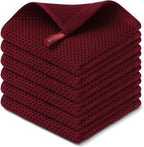 Kitinjoy 100% Cotton Kitchen Dish Cloths, 6 Pack Waffle Weave Ultra Soft Absorbent Dish Towels for Drying Dishes Quick Drying Kitchen Towels Dish Rags, 12 X 12 Inches, Burgundy