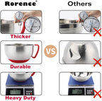 Rorence Stainless Steel Mixing Bowls: Metal Mixing Bowl Set with Lids and Handles Non-slip Silicone Bottom Nesting Bowls for Kitchen Set of 3 - Red