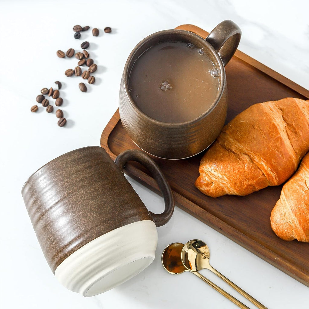 Hasense 20 oz Coffee Mugs, Large Tea Cups with Comfortable Handle Set of 2, Perfect for Coffee, Latte, Hot Cocoa, Dishwasher and Microwave Safe, Brown