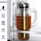 Aquach 68oz Cold Brew Coffee Tea Maker, Glass Pitcher & Stainless Steel Filter, Dishwasher Safe Iced Coffee Tea Maker with Airtight Lid and Large Handle
