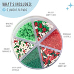 Sweets Indeed Sprinkles 6 Cell Edible Sprinkle Mix Jimmies Perfect for Cake Decorations Baking Ice Cream Cookies Cupcake Topper (Holiday)