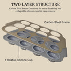 2 Pieces Carbon Steel 12 Hole Press Baking Silicone Cake Molds, Cupcake Baking Slices (12 Regular Sizes), Muffin Baking Sheets (Easy to Pop), Oven Safe Nonstick Non-Toxic Baking Pan