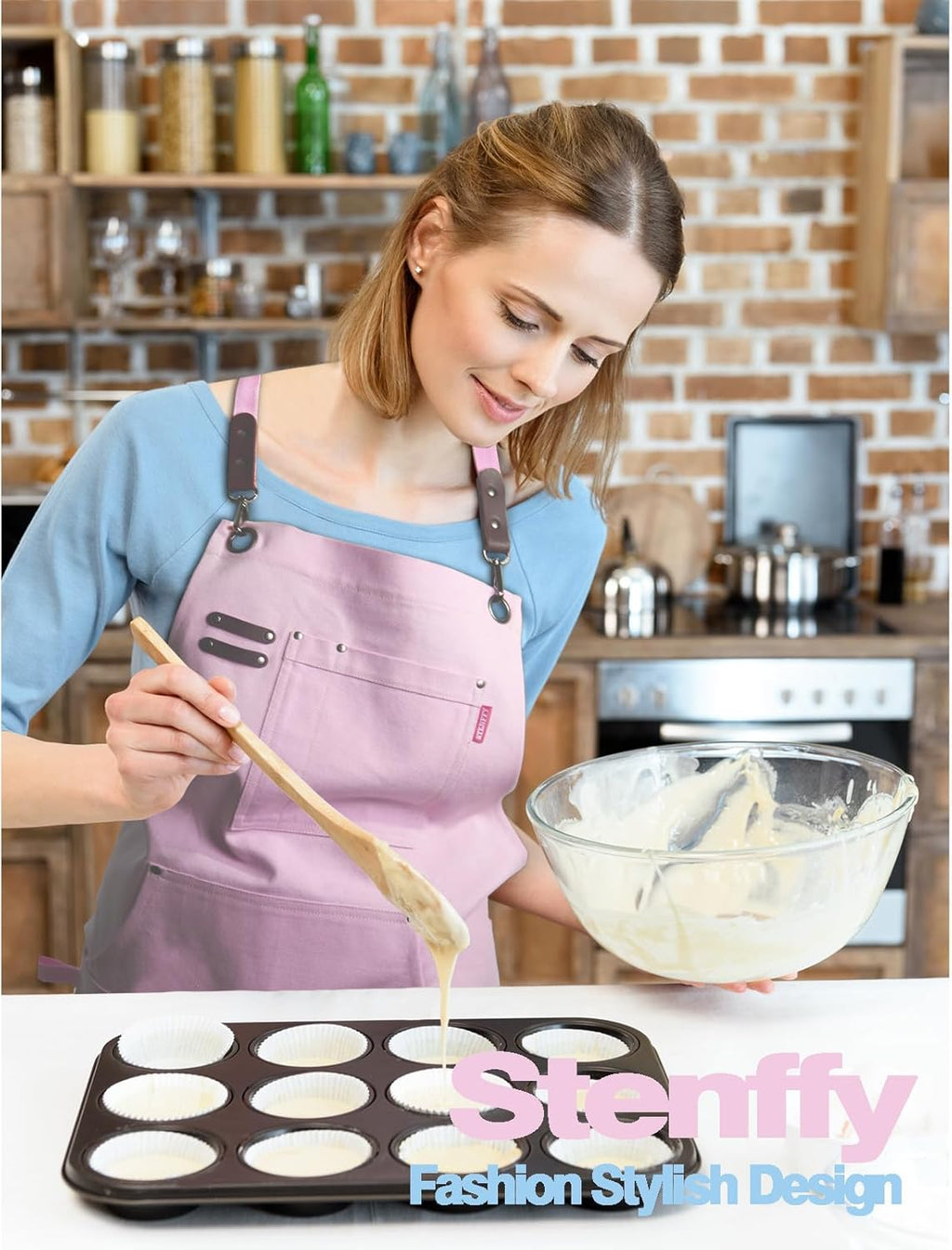 Kitchen Apron, Work Apron, Canvas, Multiple Pockets, Gardening, Painting, BBQ, Artist, Carpenter, Sizes M to XXL, Pink