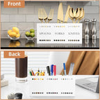 Silverware Caddy Flatware Cutlery Holder Metal Silverware Organizer Containers White Kitchen Utensil Holder for Countertop Spoon and Fork Holder Flatware Utensils Caddy for Party