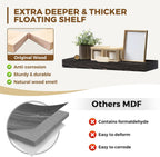 24x8x1.6 inch Floating Shelves Set of 2 – Solid Wood Rustic Black Wall Mounted Shelf for Kitchen, Bathroom, Living Room