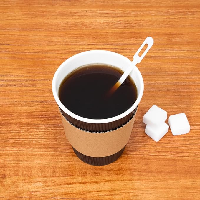 Restaurantware-5.8 Inch Coffee Stirrers, 100 Disposable Coffee Stirring Sticks - Unique Keyhole Design, For Hot And Cold Drinks, White PS Plastic Plastic Stir Sticks, For Coffees and Cocktails,