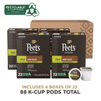 Peet's Coffee, Dark Roast Decaf Keurig K-Cup Pods - Decaf House Blend 88 Count (4 Boxes of 22 K-Cup Pods)