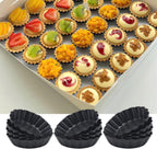 3 Inch Mini Quiche Pans 12 Pack, Round Egg Tart Molds with Removable Bottom. Small Tart Pans w/Non-Stick Coating Rugged Carbon Steel for Tartlets Shells Desert Making Christmas Festival Party