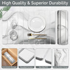 2 PCS Large Stone Dish Drying Mat for Kitchen Counter,Quick Dry Stone Dishes Mats,Marbled Water Absorbing Diatomaceous Earth Drying Pad for Countertop Bottles Utensils Cups（Black White 24"×16"&8"x4"）