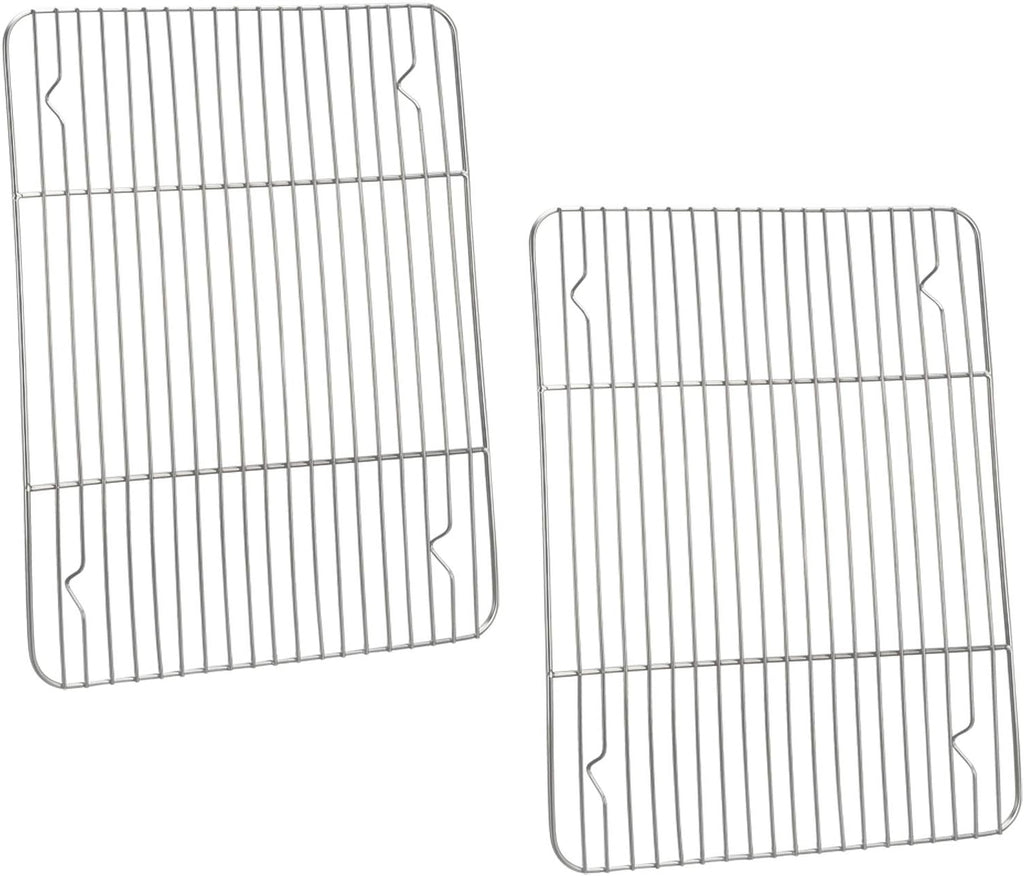 P&P CHEF Cooling Baking Rack Pack of 2, Stainless Steel Cooling Racks for Cooking Baking Roasting Grilling Drying, Dense Wires & Smooth Edge, Easy to clean, Silver, 11.6" x 9"