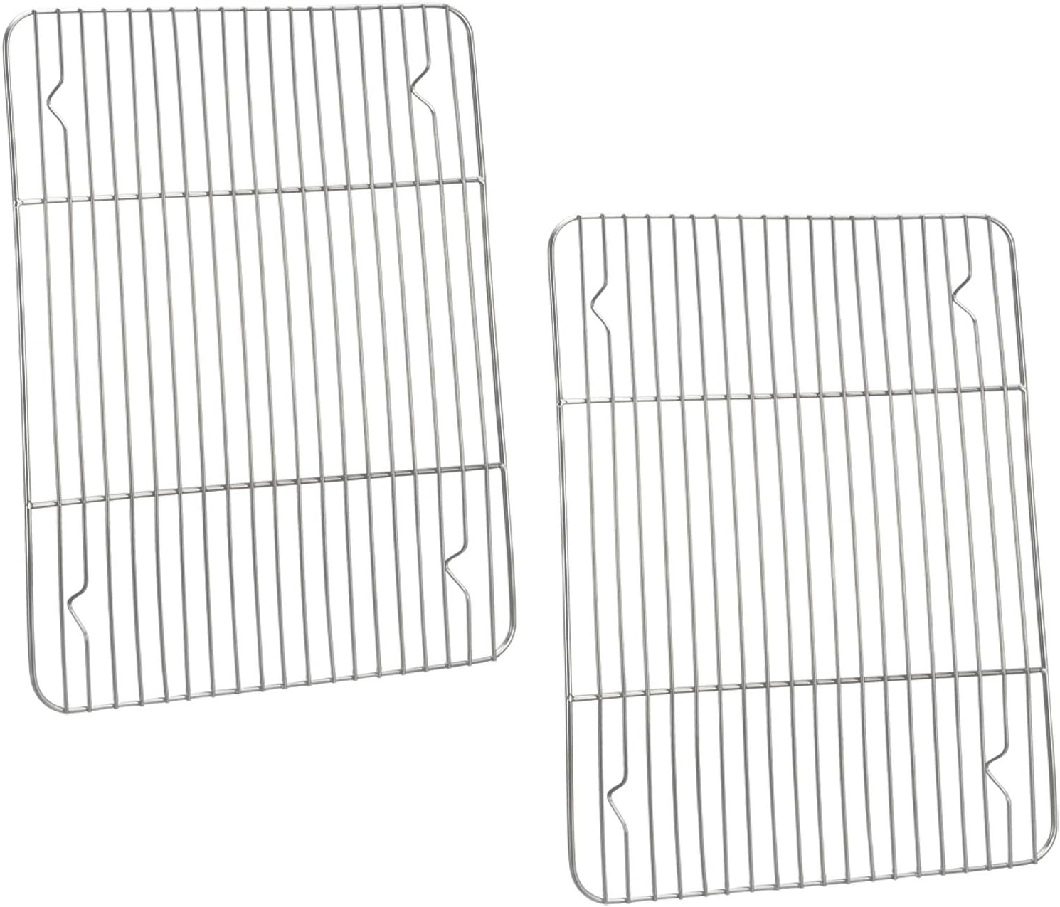 P&P CHEF Cooling Baking Rack Pack of 2, Stainless Steel Cooling Racks for Cooking Baking Roasting Grilling Drying, Dense Wires & Smooth Edge, Easy to clean, Silver, 11.6" x 9"