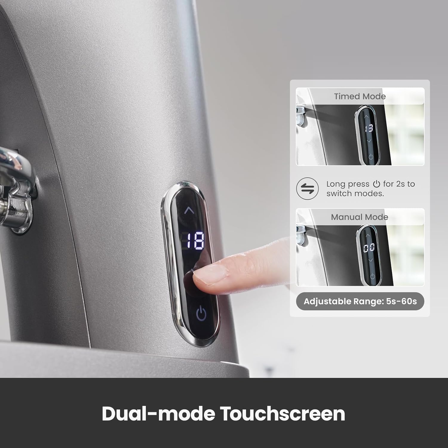 Gemilai Electric Conical Burr Coffee Grinder, Coffee Bean Grinder with Smart 60S Timer, 60 Precise Adjustable Grind Settings for Espresso, 2-12 Cup, Easy to Clean, Durable & Quiet, G9010B Grey