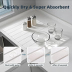 Stone Drying Mat for Kitchen Counter, 23.6" x 15.3" Foldable Diatomaceous Earth Dish Drying Mat - Large Stone Dish Drying Mat for Dishes Cups Bottles Drying, Match Any Countertop (White, Large)