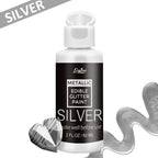 Edible Glitter Paint - 2 fl.oz Food Grade Metallic Glitter Cake Paint for Cake Decorating, Baking, Cupcakes - Shimmer Art Decorative Liquid Edible Paint Food Coloring for Fondant, Donuts (Silver)