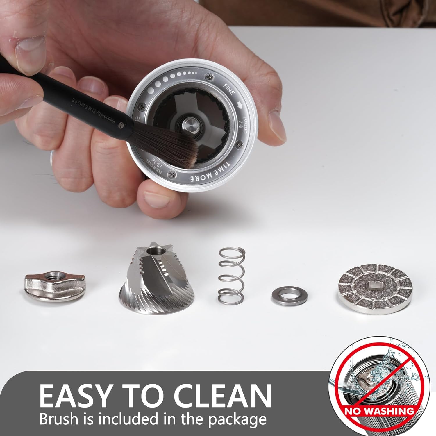 TIMEMORE Chestnut C3S Manual Coffee Grinder with CNC Stainless Steel Conical Burr Capacity 25g, Internal Adjustable Setting, Double Bearing Positioning for Travel, Camping, White