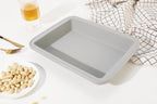 Sunsetbaby Silicone Baking Dish with Handles, Deep Rectangular Bakeware Cake Pan, Compatible with Fancy Panz, for Lasagna, Cake, Brownie or Family Dinner, 12.6 x 9.8 x 2.1 Inch (Grey)