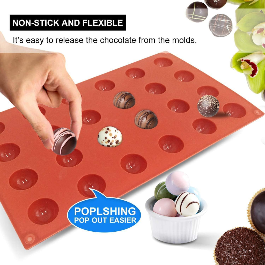 Mini 24-Cavity Semi Circular Silicone Mold, 2 Packs Half Sphere Silicone Baking Molds for Making Jelly, Chocolates and Cake