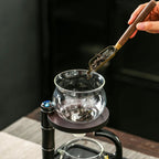 Glass Teapot Set with Infuser Semi Automatic Tea Set Magic Teapot (Bamboo - black)