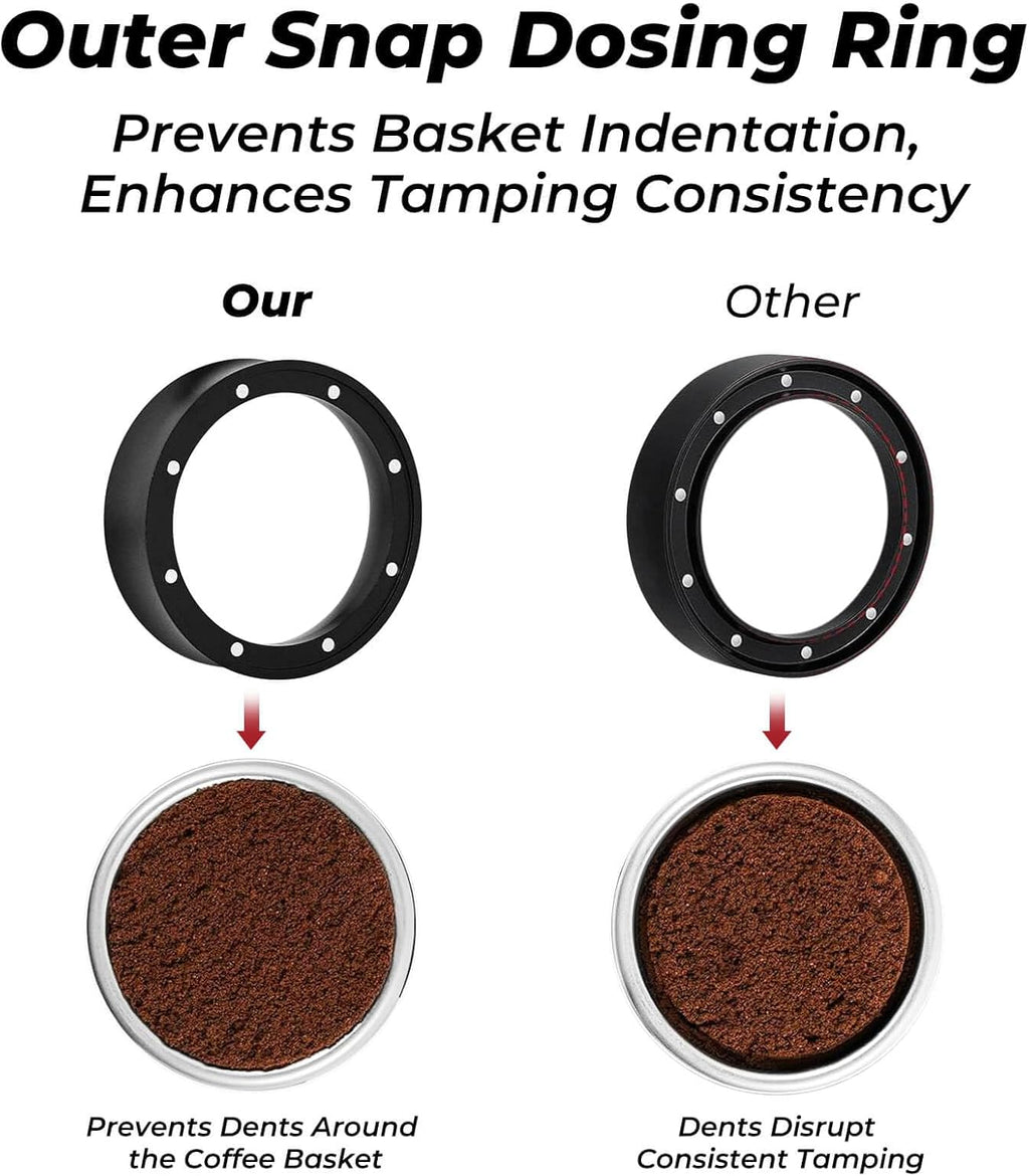 58mm Magnetic Dosing Funnel and Puck Screen Set - Espresso Coffee Dosing Ring - 19mm Anodized Aluminum with 8 magnetized Steel Compatible with 58mm Portafilter (Black)