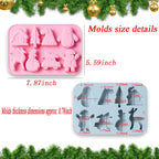 2 Pack Christmas Silicone Chocolate Molds, 3D Snowman Elk Xmas Tree Penguin Santa Claus Snowmobile Christmas Hat House Shape Candy Baking Molds for DIY Handmade Soap Mini Cakes Jello Fondant