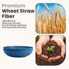 Homienly Wheat Straw Bowls, Salad Bowls, Serving Bowls for Kitchen, Camping, Picnic, Fruit, 60 OZ Large Capacity, Microwave and Dishwasher Safe, Set of 2 (Blue)