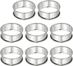 HARFINGTON 8pcs Crumpet Rings 2.36" Nonstick Round Cake Ring Stainless Steel Double Rolled English Pastry Rings for Kitchen Baking Crumpet Dessert, Silver