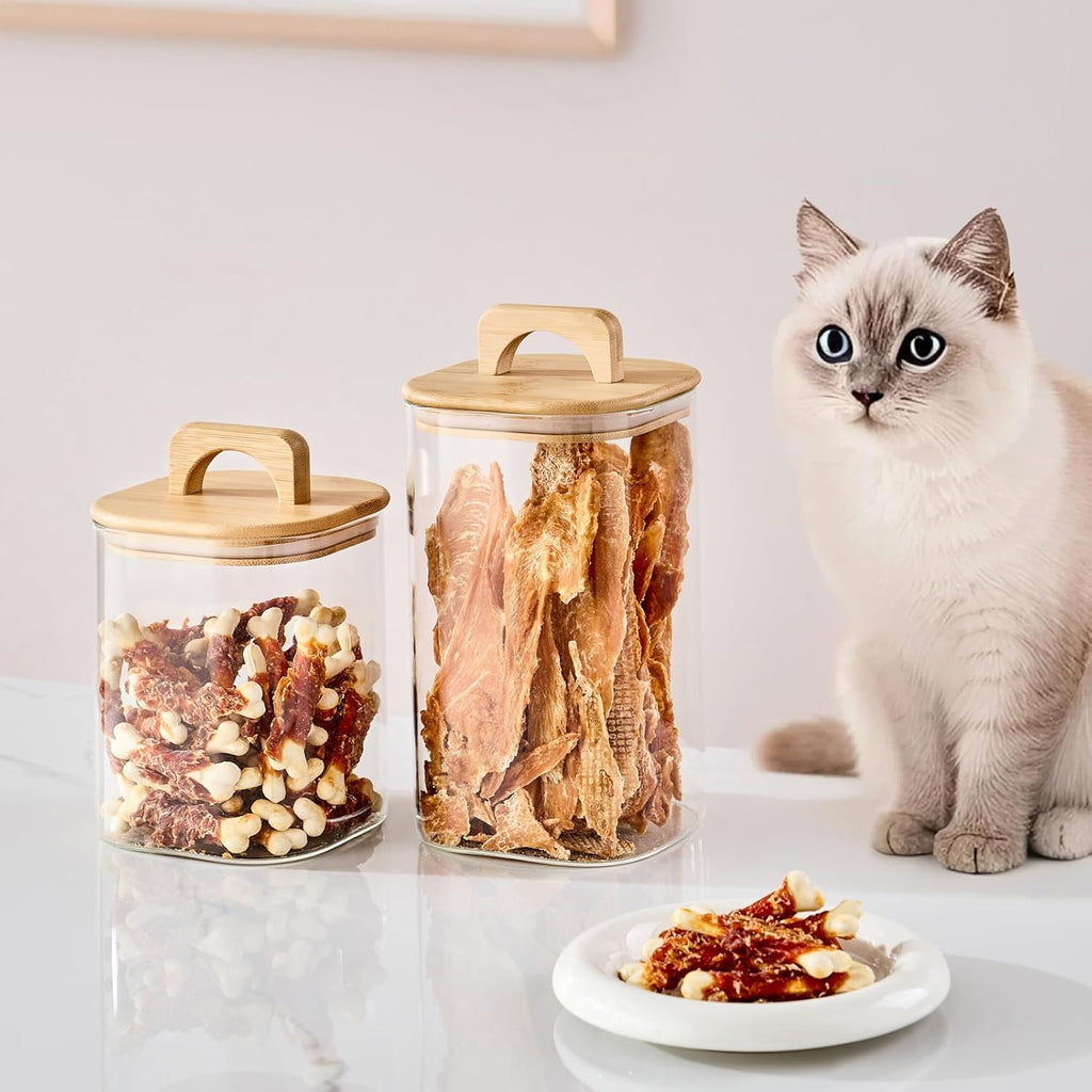 Sweejar 1 qt Glass Food Storage Containers with Lids, Coffee Container for Ground Coffee, 32 oz Glass Jars with Bamboo Lids, 1 Pack