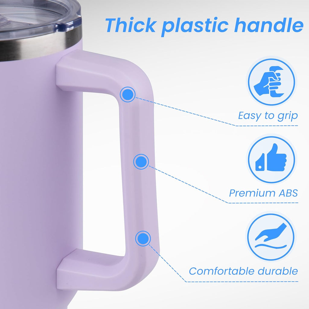 DOMICARE 40 oz Tumbler with Handle and Straw, Stainless Steel Tumbler with Lid and Straw, Reusable Vacuum Insulated Cup, Travel Coffee Mug, Lavender, 4Pack