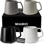MIAMIO - Coffee Mugs Set of 4 / Large Ceramic Coffee Cups (14 oz) - Mug for Cappuccino, Tea, Espresso - Microwave and Dishwasher Safe - Luxe Collection (Classic Pastel)