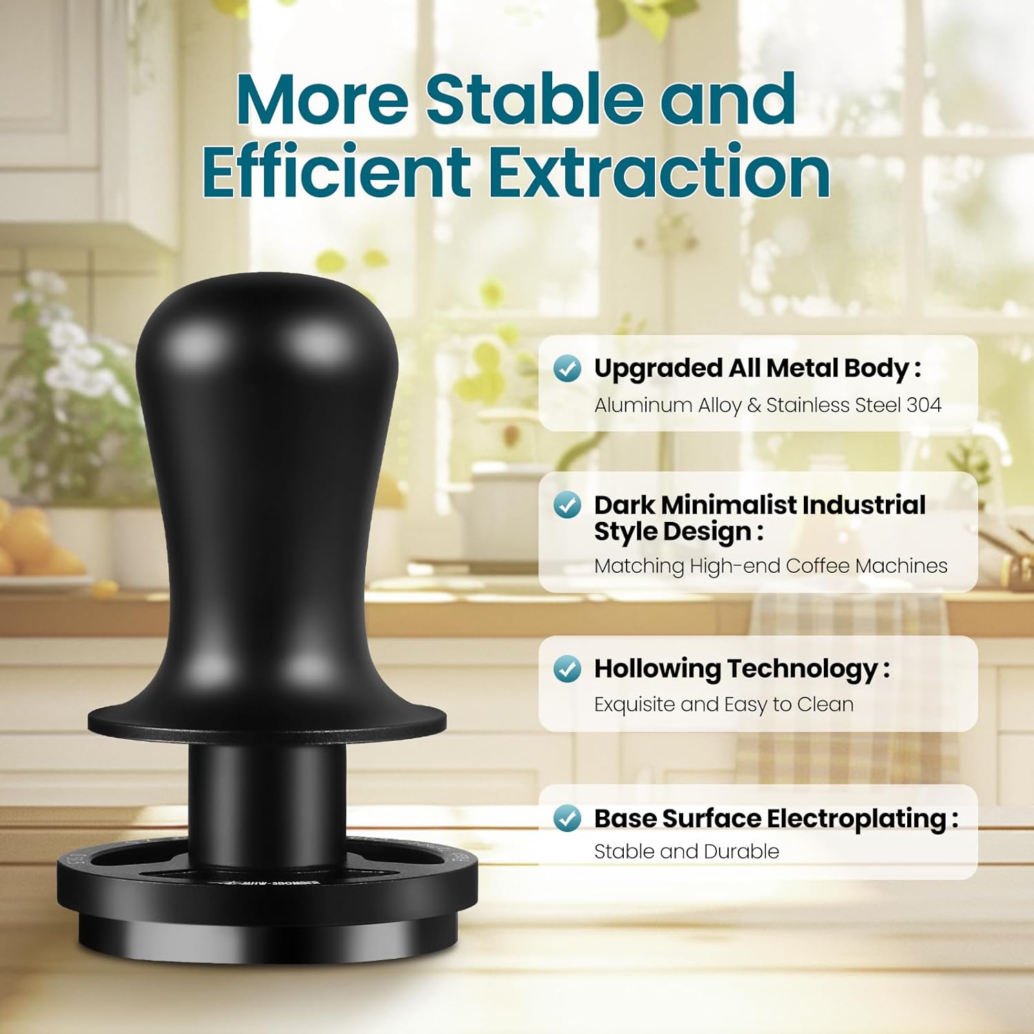 MHW-3BOMBER 51mm Espresso Coffee Tamper, 30lbs Constant Pressure Espresso Hand Tamper with Sound Feedback for Barista, Extra 15lbs Spring Loaded, Fit 51mm Portafilter, Astra Tamper, T7016-OS