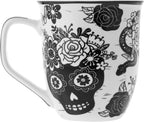 Karma Gifts 14 oz Black and White Boho Mug Sugar Skull - Cute Coffee and Tea Mug - Ceramic Coffee Mugs for Women and Men
