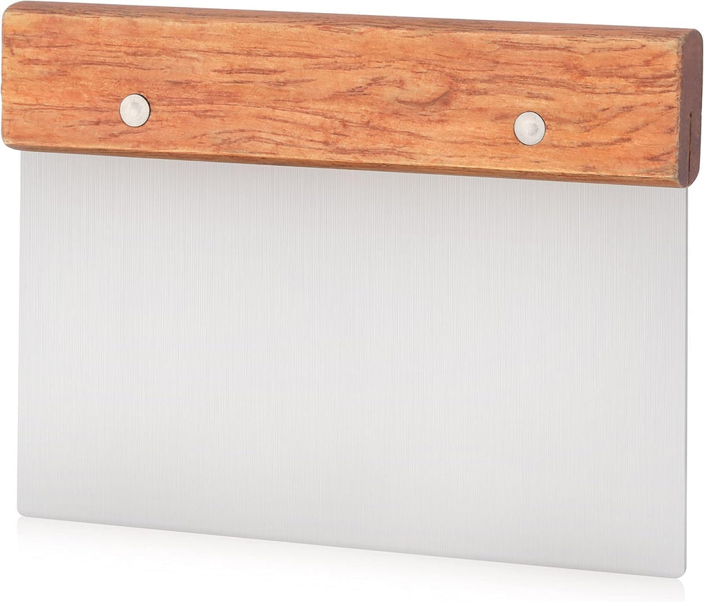 New Star Foodservice 36237 Wood Handle Dough Scraper, 6 by 3-Inch, Silver