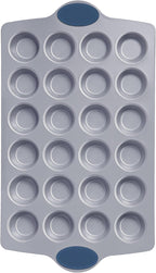 BRONYPRO Ceramic Mini Muffin Pan, 24-Cup Nonstick Aluminized Steel Cupcake Pans, Healthy Non-Toxic Ceramic Coating Mini Muffin Tin, 1Pack Cup Cake Pans for Baking Blue