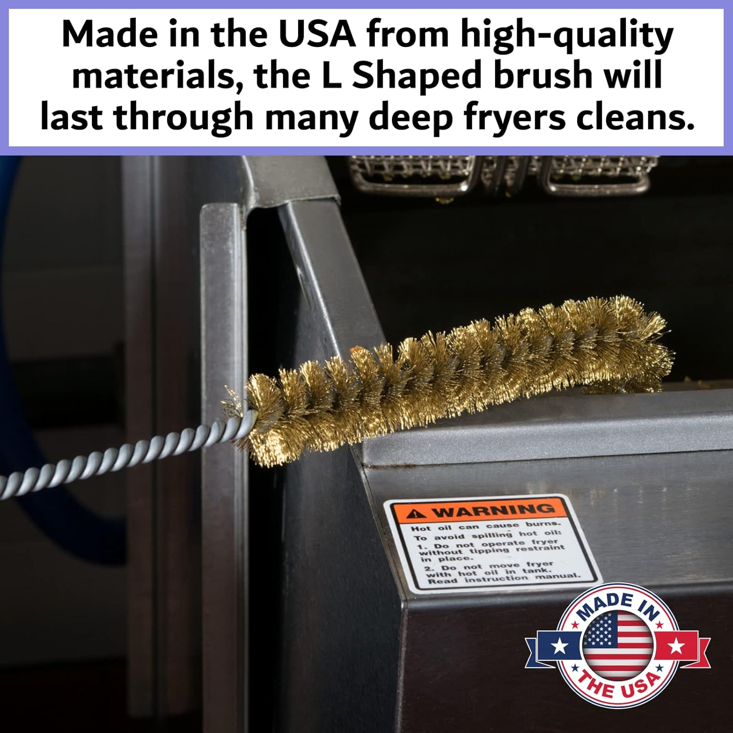 4-Pack L-Shaped Deep Fryer Cleaning Brush, Up to 750F High Heat Resistant Metal Bristles Fryer Cleaning Brush for Food Debris & Grease in Kitchen & Restaurants Deep Fryers Coil by FryOilSaver Co. B53C