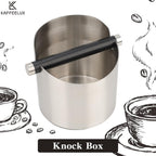 Italian Espresso Tapping Box, Stainless Steel Coffee Grinding Tapping Box, With Detachable Tapping Rod And Anti Slip Rubber Base (Silver)